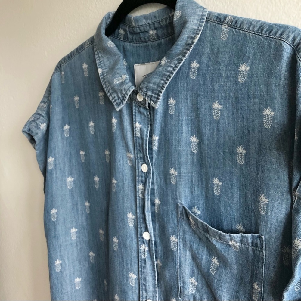 Rails Denim Short Sleeve Button Down With Pineapp… - image 2
